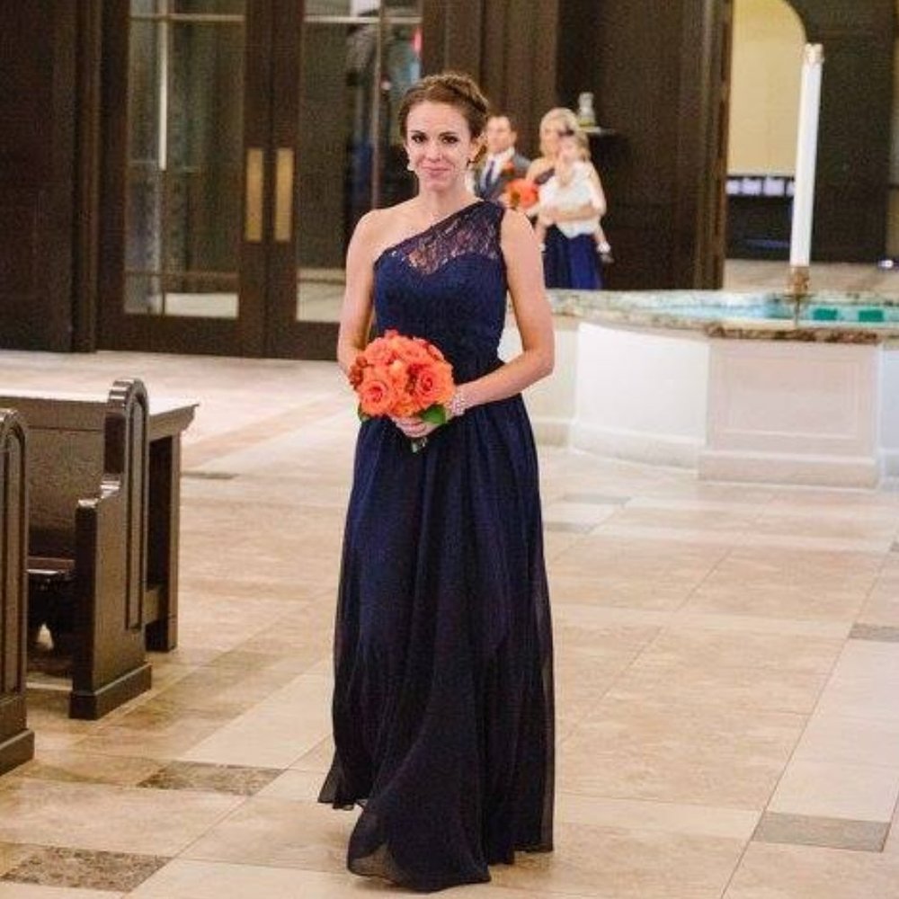 Navy/Dark Blue David's Bridal Fairytale collection bridesmaid dress